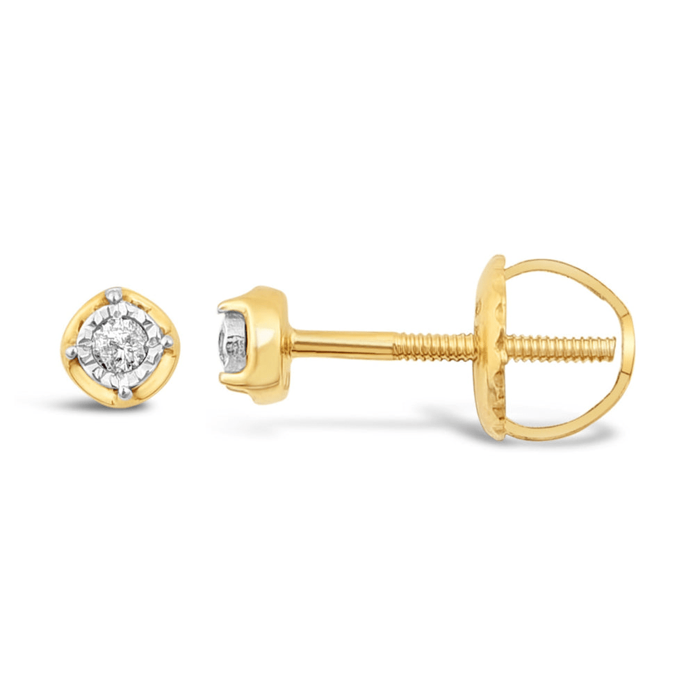 Children's Diamond Set Miracle Stud Earrings in 9kt Yellow Gold Earrings Bevilles 