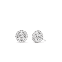 Double Halo Stud Earrings with 0.16tw of Diamonds in Sterling Silver Earrings Bevilles 