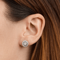 Double Halo Stud Earrings with 0.16tw of Diamonds in Sterling Silver Earrings Bevilles 