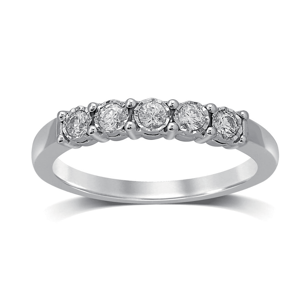 Miracle Set 5 Stone Anniversary Ring with 0.25tw of Diamonds in 18kt White Gold Rings Bevilles 