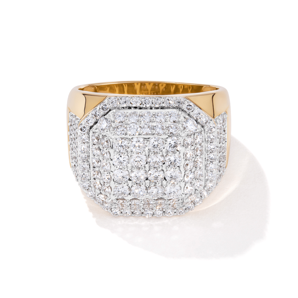 Meera Triple Halo Tablet Ring with 3.00tw of Laboratory-Grown Diamonds in 9kt Yellow Gold Rings Bevilles 