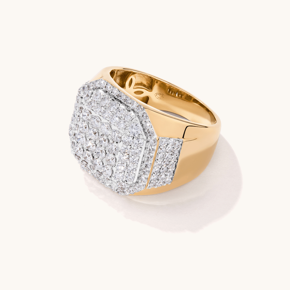 Meera Triple Halo Tablet Ring with 3.00tw of Laboratory-Grown Diamonds in 9kt Yellow Gold Rings Bevilles 