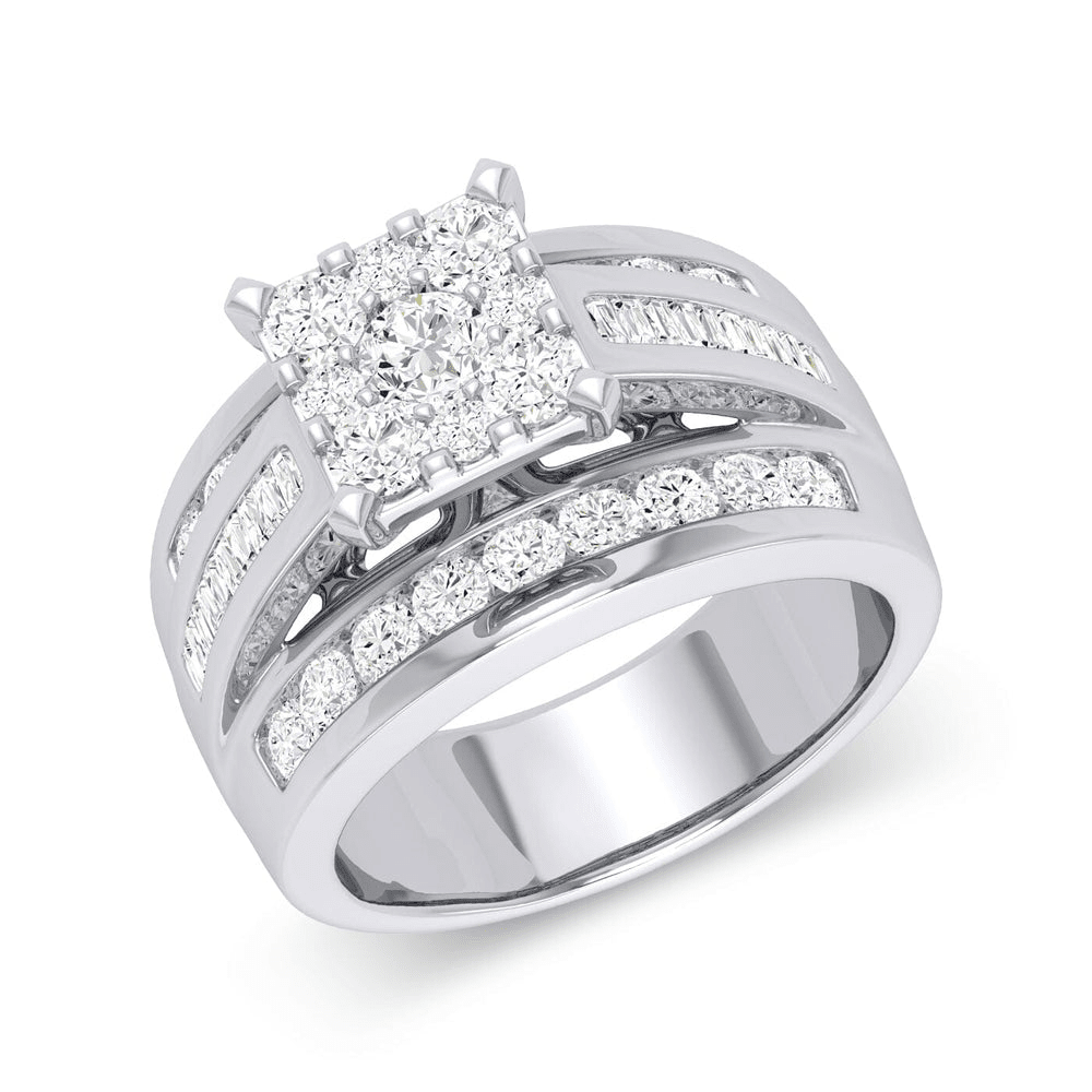 Brilliant Baguette Ring with 2.00tw of Diamonds in 9kt White Gold Rings Bevilles 