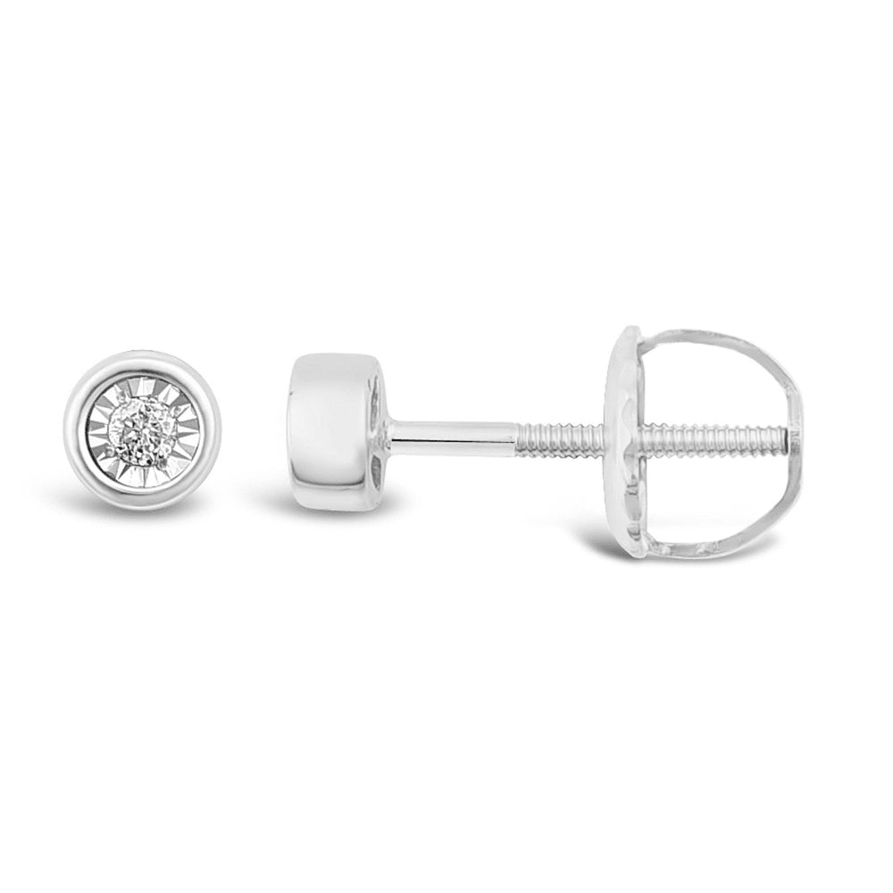 Children's Diamond Set Bezel Stud Earrings in Sterling Silver Earrings Bevilles 