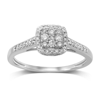 Square Shape Cluster Ring with 0.25tw of Diamonds in 9kt White Gold Rings Bevilles 