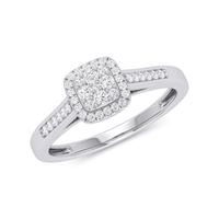 Square Shape Cluster Ring with 0.25tw of Diamonds in 9kt White Gold Rings Bevilles 