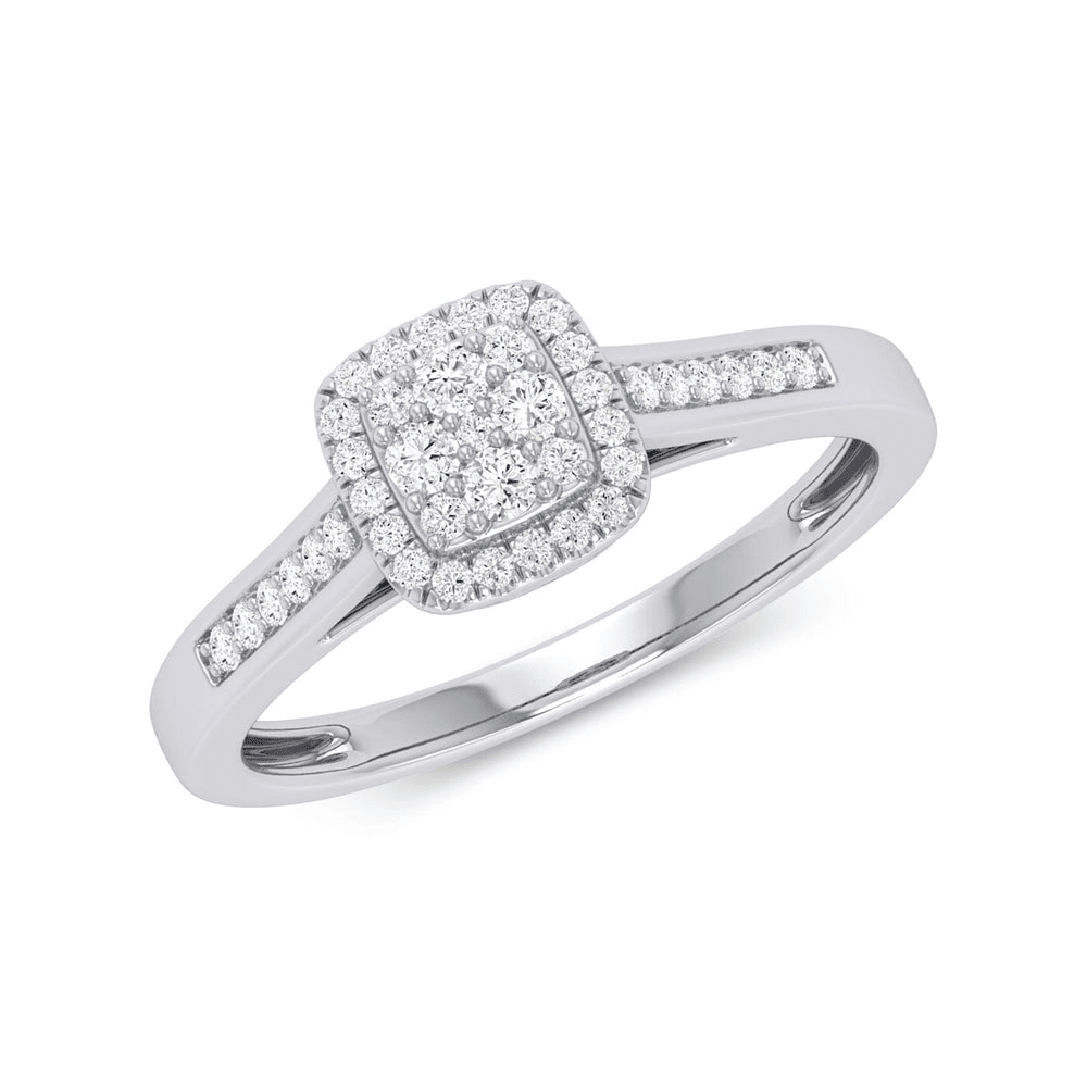 Square Shape Cluster Ring with 0.25tw of Diamonds in 9kt White Gold Rings Bevilles 