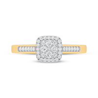 Square Shape Cluster Ring with 0.25tw of Diamonds in 9kt Yellow Gold Rings Bevilles 
