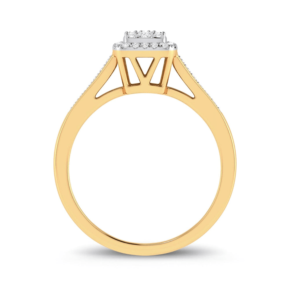 Square Shape Cluster Ring with 0.25tw of Diamonds in 9kt Yellow Gold Rings Bevilles 