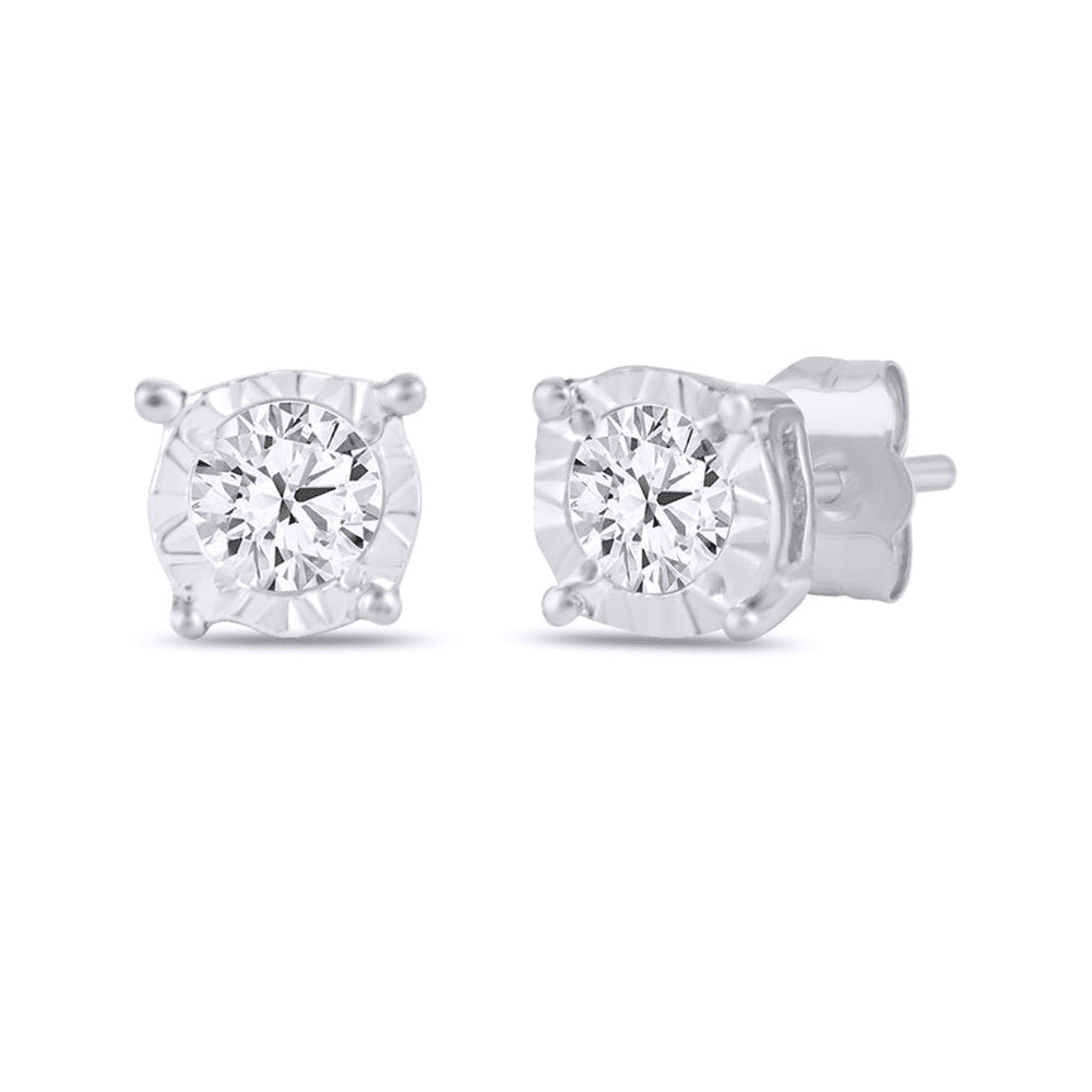 Tia Miracle Diamond Set Stud Earrings in 9kt White Gold Earrings Bevilles 