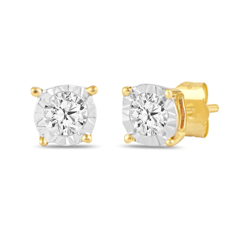Tia Miracle Diamond Set Stud Earrings in 9kt Yellow Gold Earrings Bevilles 