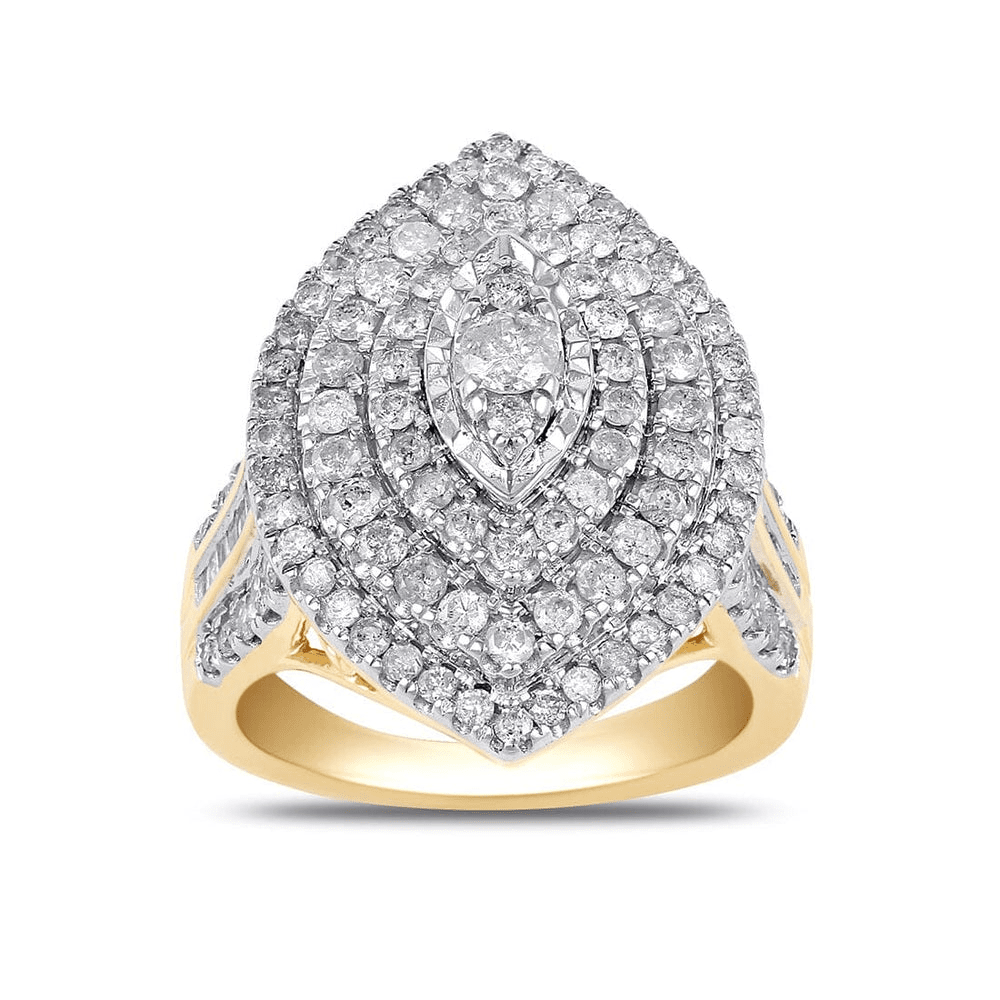 Marquise Shape Ring with 1.50tw of Diamonds in 9kt Yellow Gold Rings Bevilles 