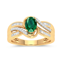 9kt Yellow Gold Created Emerald and Diamond Ring Rings Bevilles 