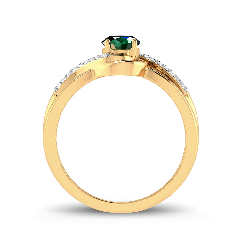 9kt Yellow Gold Created Emerald and Diamond Ring Rings Bevilles 