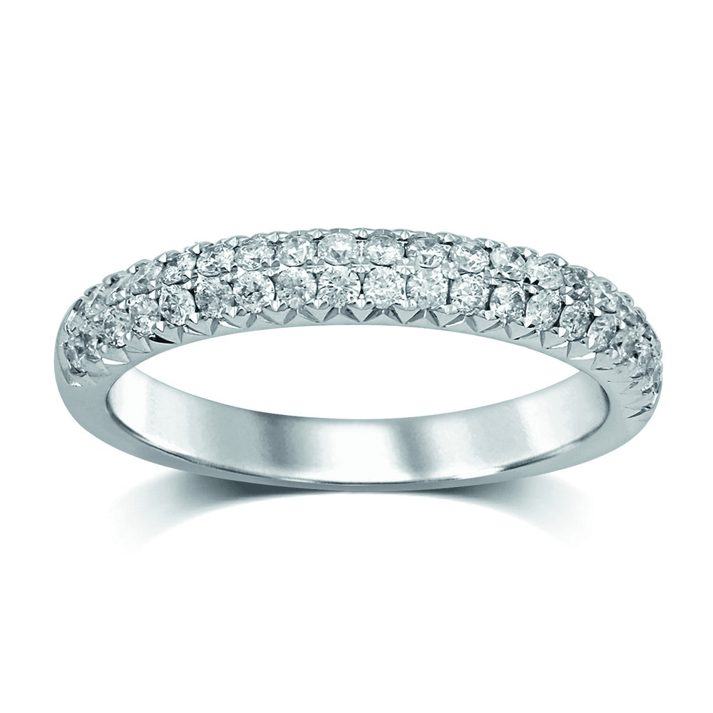French Pave Eternity Ring with 0.50tw of Diamonds in 18kt White Gold Rings Bevilles 