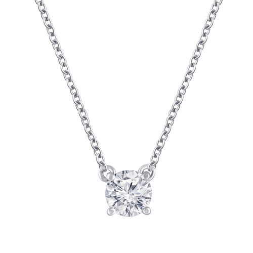 Meera 0.50tw Laboratory-Grown Diamond Solitaire Necklace in 9kt White Gold Pendants Bevilles 
