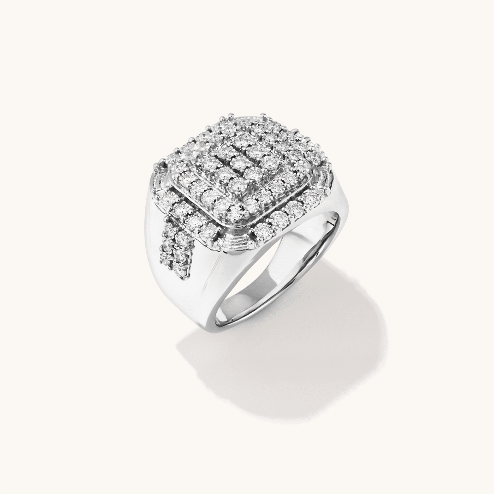 Stanton Made for Men Double Halo Square Ring with 0.75tw of Diamonds in Sterling Silver Rings Bevilles 