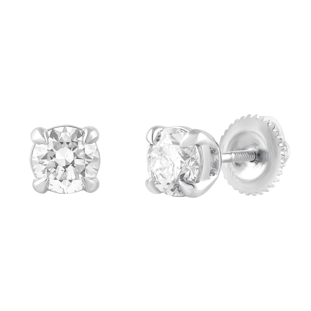 Meera Stud Earrings with 1.00ct of Laboratory Grown Diamonds in 18ct White Gold Bevilles Jewellers 
