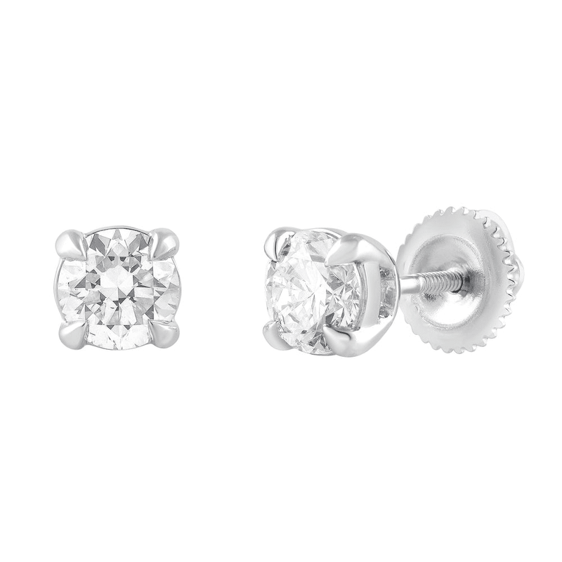 Meera Stud Earrings with 1.00ct of Laboratory Grown Diamonds in 18ct White Gold Bevilles Jewellers 
