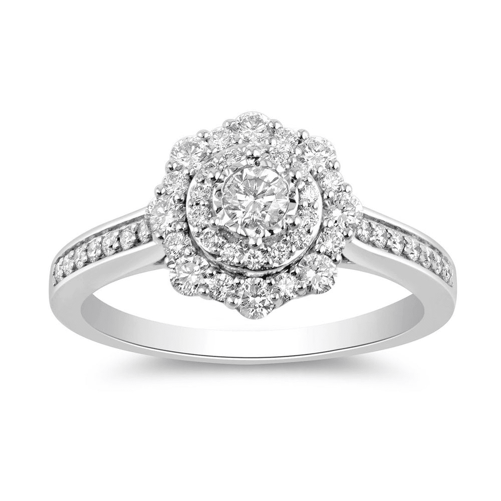 Facets of Love Solitaire Fancy Scallop Ring with 0.65tw of Diamonds in 18kt White Gold Rings Bevilles 