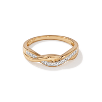 Diamond Set Twist Stacker Ring in 9kt Yellow Gold Rings Bevilles 