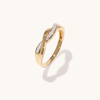 Diamond Set Twist Stacker Ring in 9kt Yellow Gold Rings Bevilles 