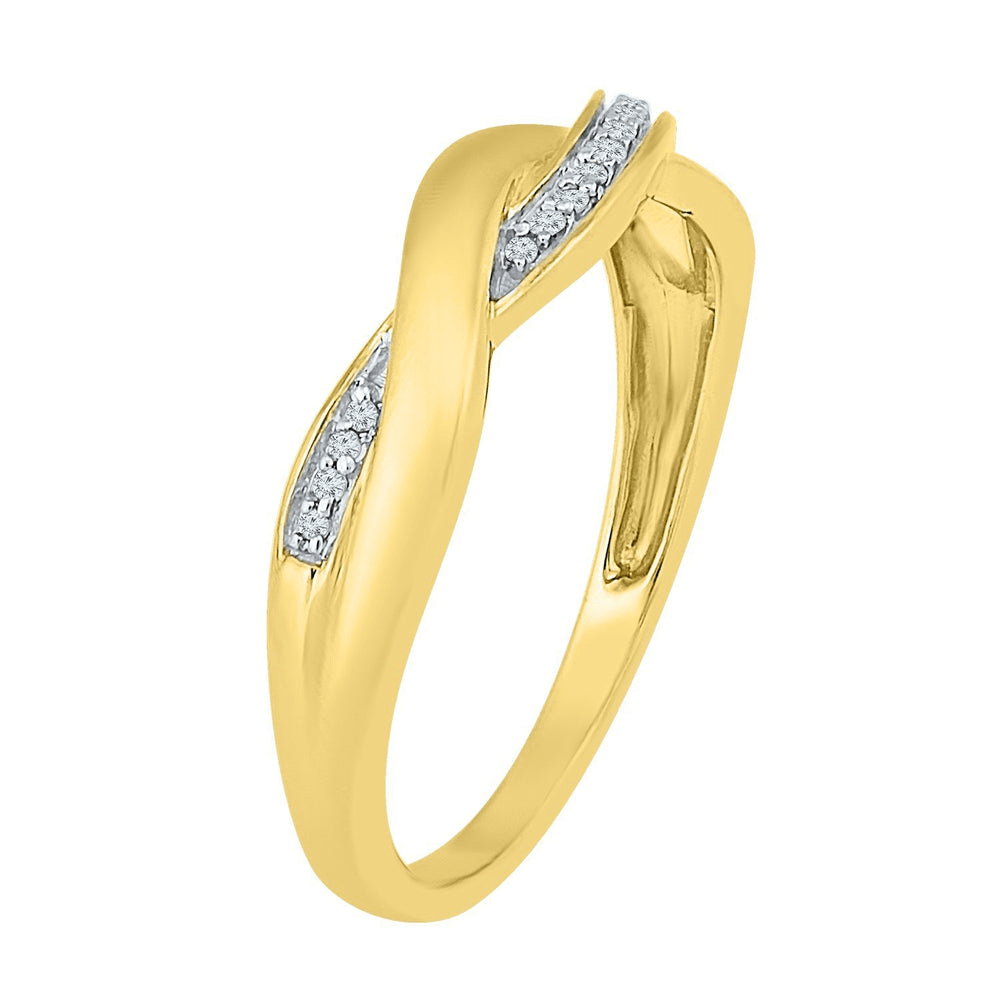 Diamond Set Twist Stacker Ring in 9kt Yellow Gold Rings Bevilles 