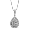 Brilliant Claw Pear shaped Necklace with 1.00ct of Diamonds in 9ct White Gold Bevilles Jewellers 
