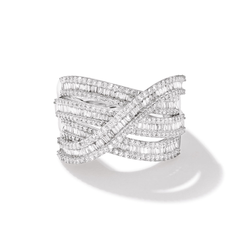 Multi-Layer Dress Ring with 1.00tw of Diamonds in 9kt White Gold Rings Bevilles 