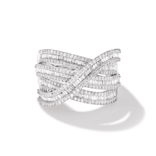 Multi-Layer Dress Ring with 1.00tw of Diamonds in 9kt White Gold Rings Bevilles 