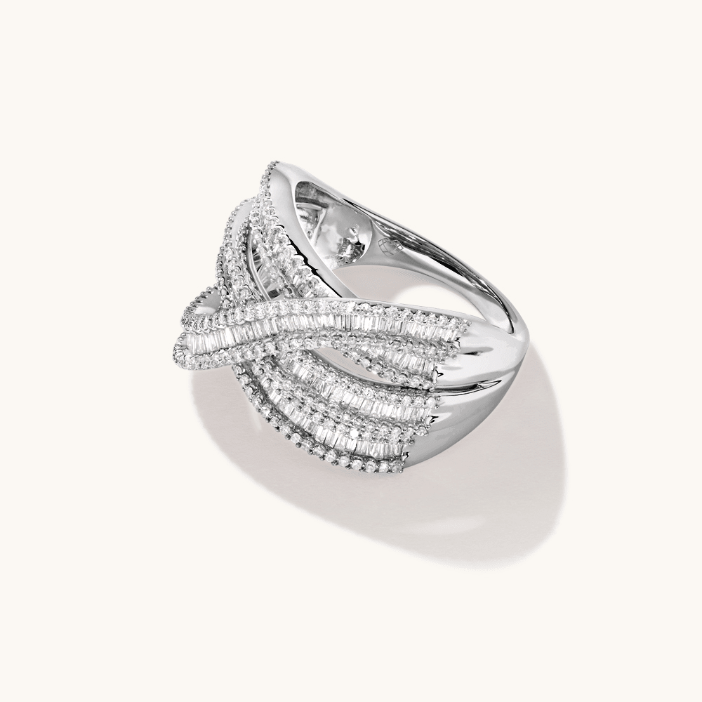 Multi-Layer Dress Ring with 1.00tw of Diamonds in 9kt White Gold Rings Bevilles 