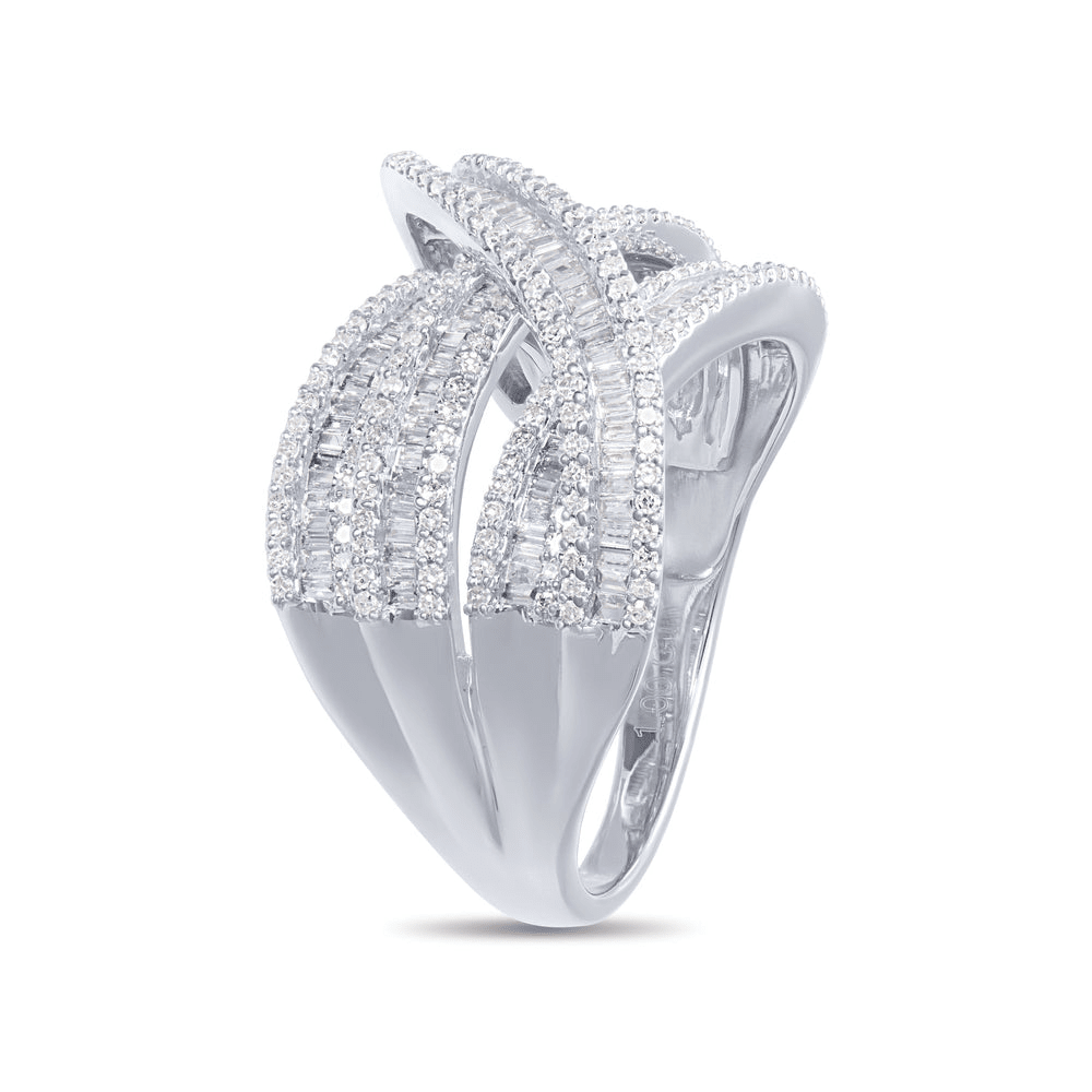 Multi-Layer Dress Ring with 1.00tw of Diamonds in 9kt White Gold Rings Bevilles 