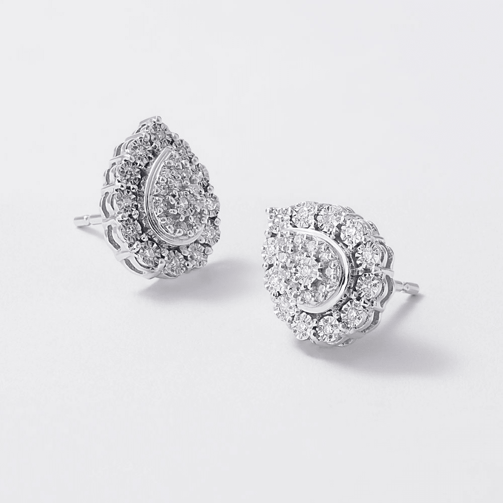 Pear Shape Composite Earrings with 0.15tw of Diamonds in Sterling Silver Earrings Bevilles 