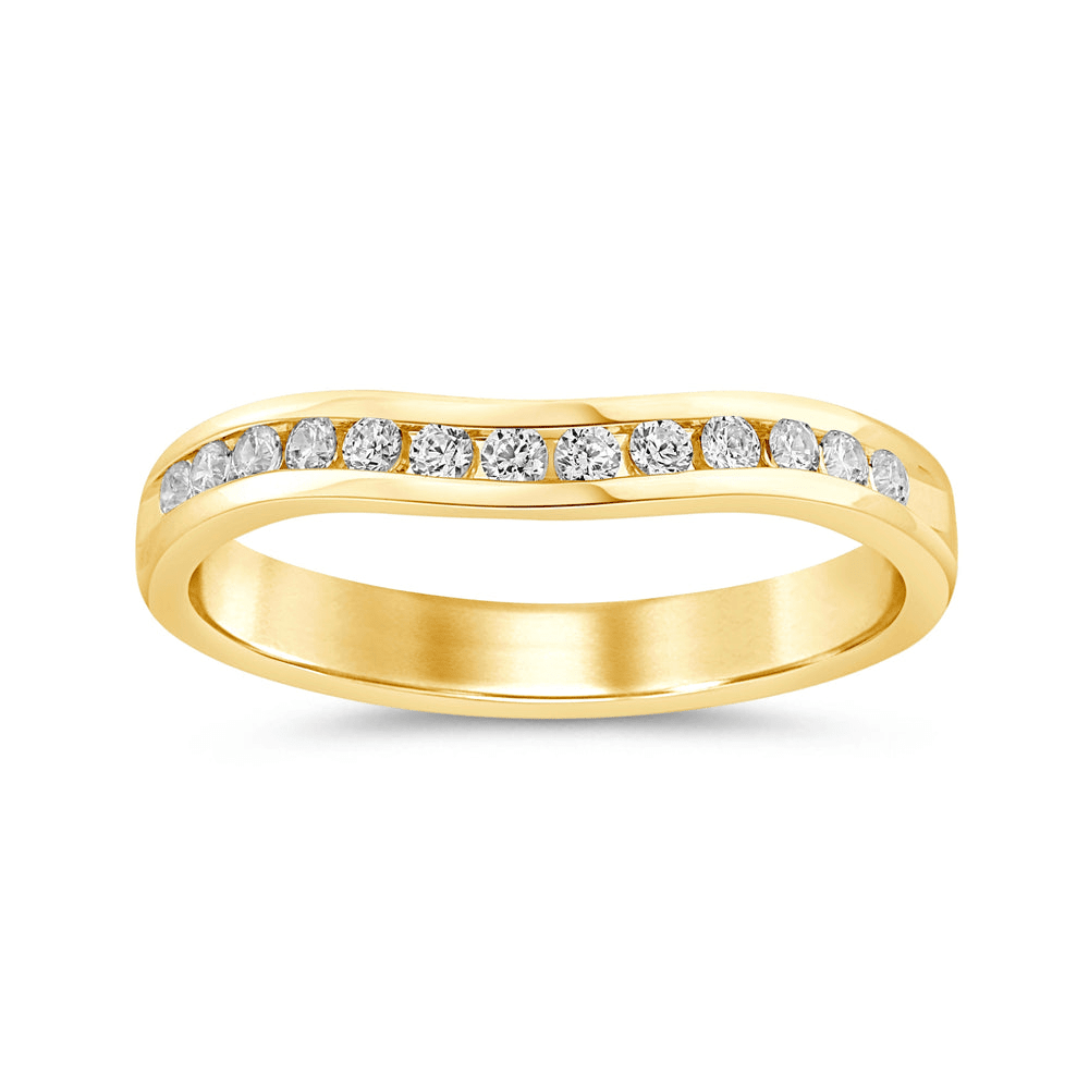 Curved Channel Anniversary Band with 0.25tw of Diamonds in 18kt Yellow Gold Rings Bevilles 
