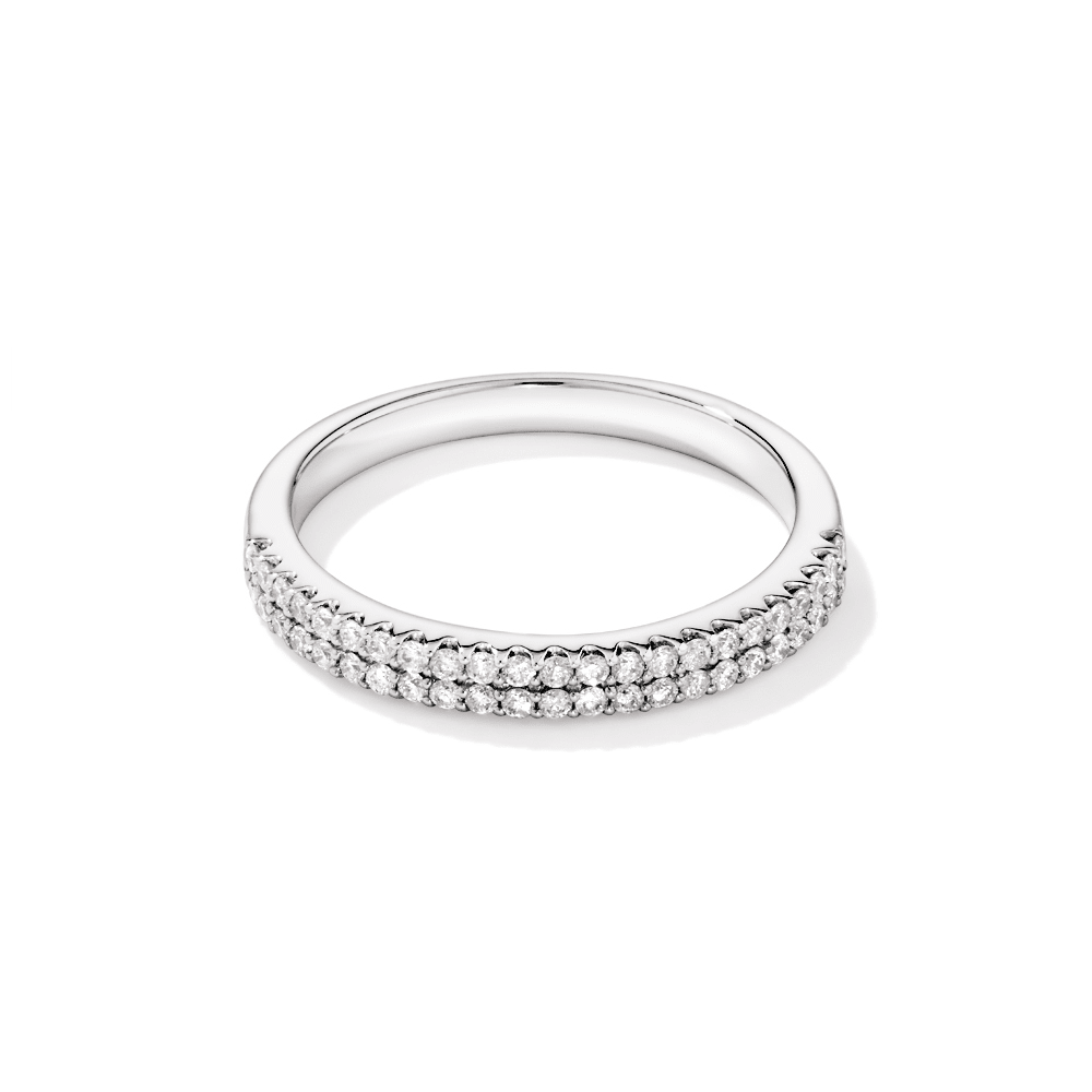 Double Row Ring with 0.25tw of Diamonds in 9kt White Gold Rings Bevilles 