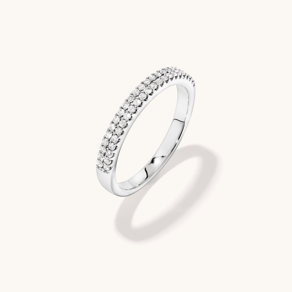 Double Row Ring with 0.25tw of Diamonds in 9kt White Gold Rings Bevilles 