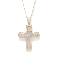 45cm Fancy Pave Cross Necklace with 1.00tw of Diamonds in 9kt Yellow Gold Pendants Bevilles 