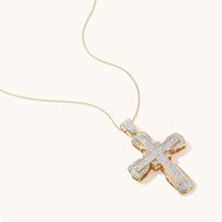 45cm Fancy Pave Cross Necklace with 1.00tw of Diamonds in 9kt Yellow Gold Pendants Bevilles 