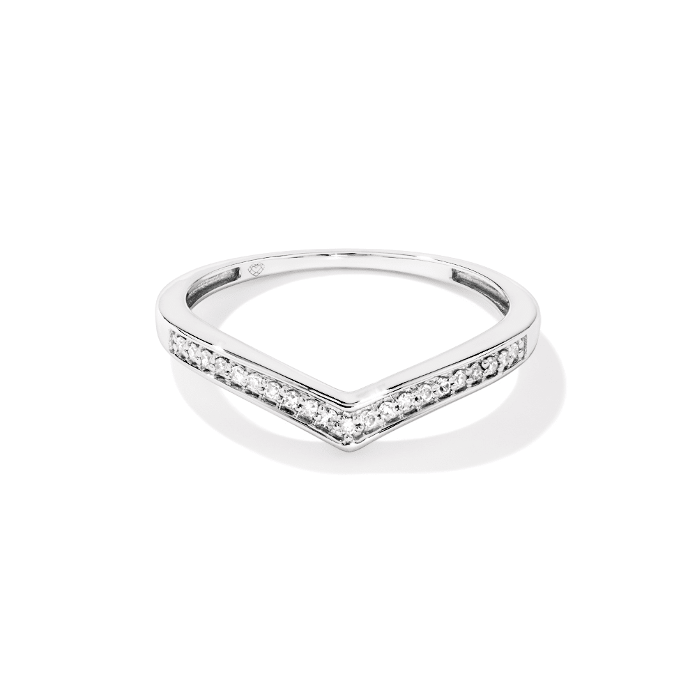 Diamond V-Shape Contour Ring in 9kt White Gold Rings Bevilles 