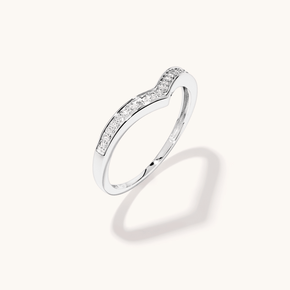 Diamond V-Shape Contour Ring in 9kt White Gold Rings Bevilles 