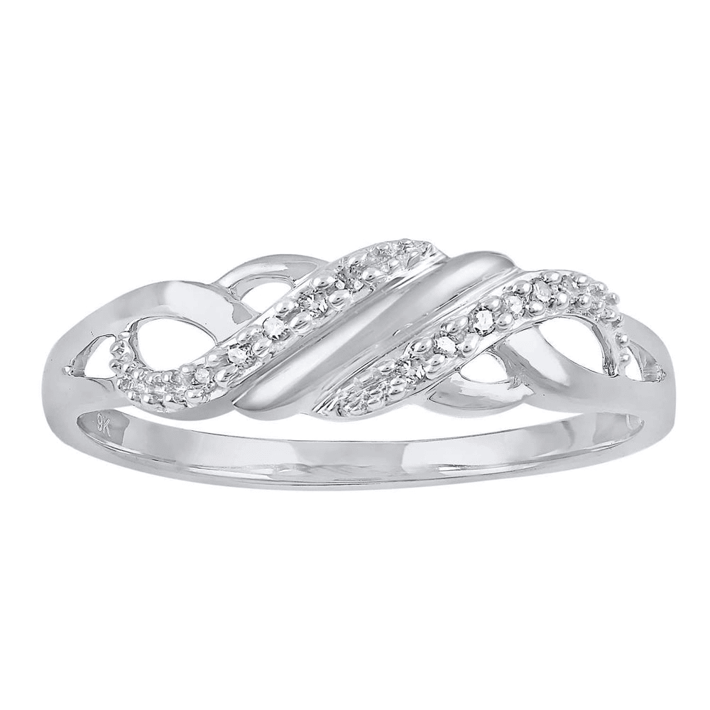 9kt White Gold Diamond Set Stackable Ring Rings Bevilles 