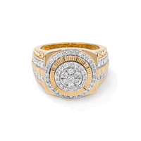 Men's Fancy Cluster Ring with 1.50tw of Diamonds in 9kt Yellow Gold Rings Bevilles 