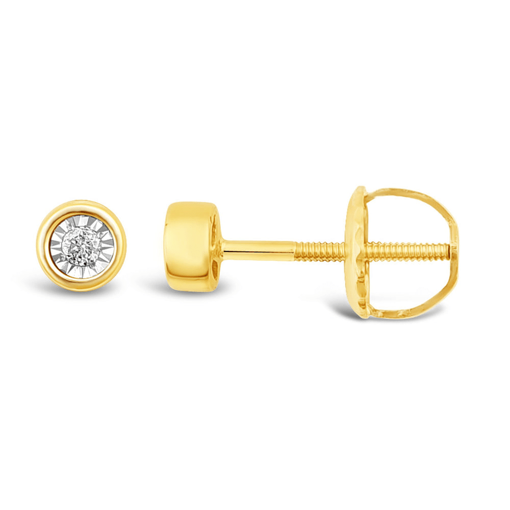 Children's Diamond Set Bezel Stud Earrings in 9kt Yellow Gold Earrings Bevilles 