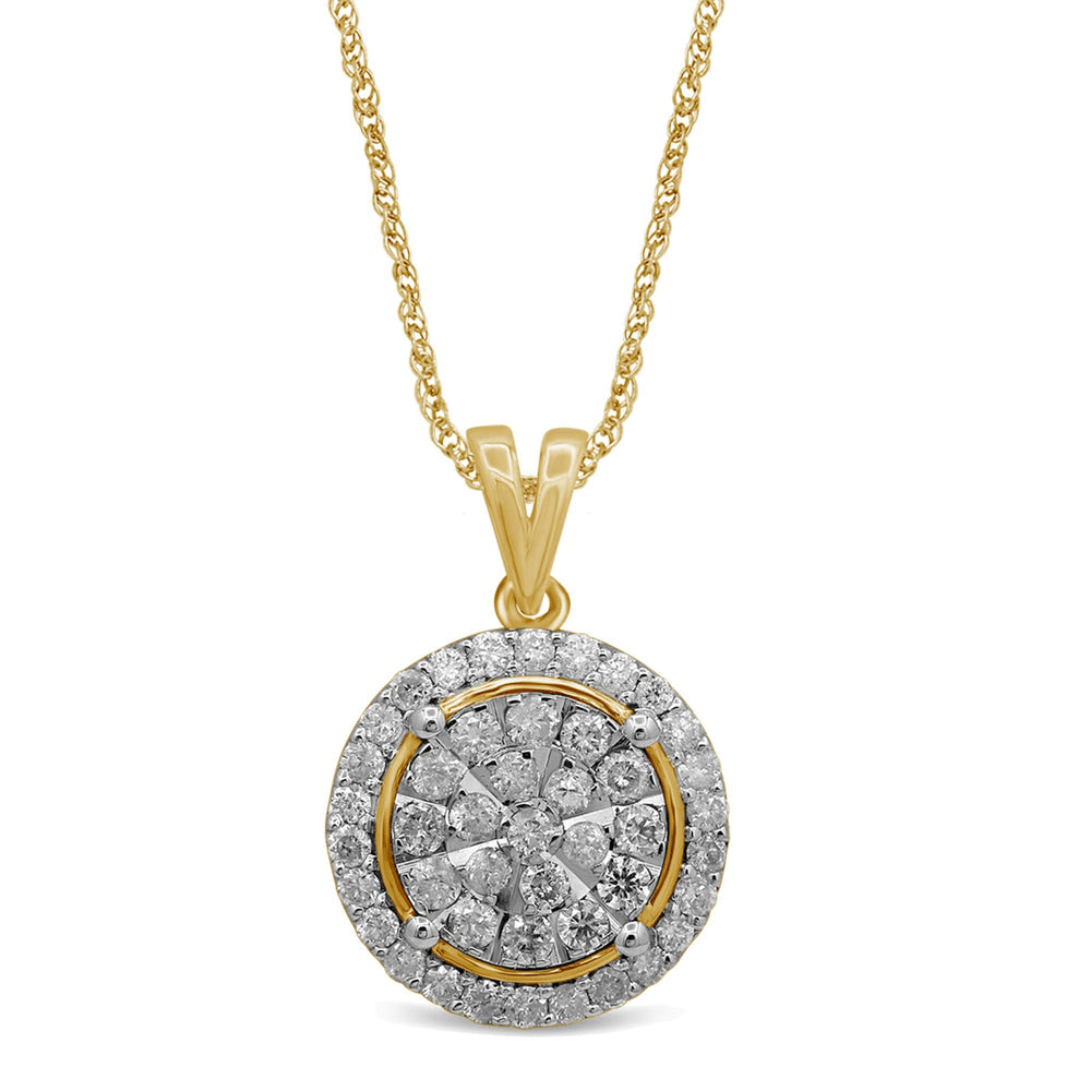 46cm Brilliant Illusion Solitaire Look Necklace with 1.00tw of Diamonds in 9kt Yellow Gold Pendants Bevilles 