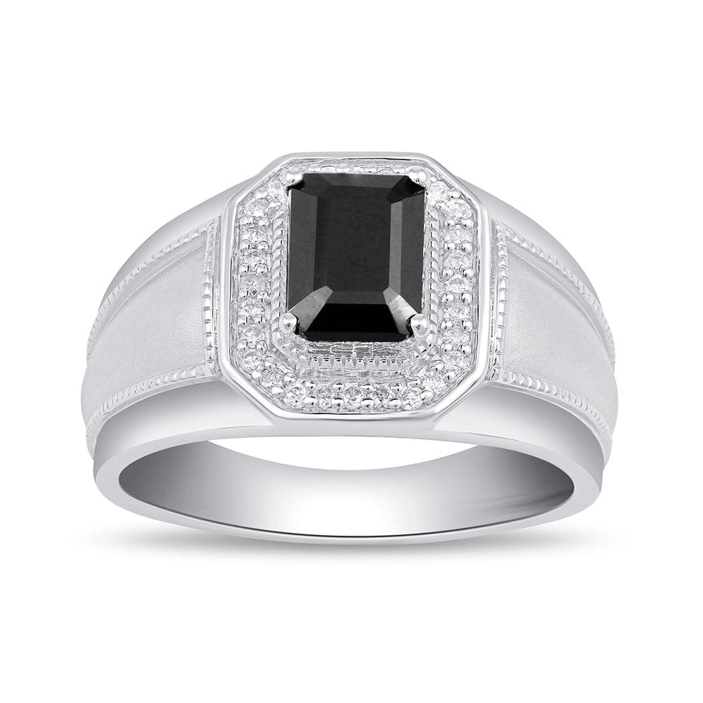 Stanton Made For Men Emerald Cut Onyx Ring with 0.20tw of Diamonds in Sterling Silver