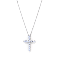 45cm Cubic Zirconia Cross Necklace in Sterling Silver Pendants Bevilles 