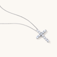 45cm Cubic Zirconia Cross Necklace in Sterling Silver Pendants Bevilles 