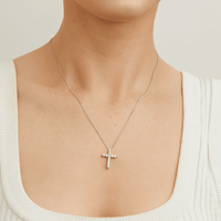45cm Cubic Zirconia Cross Necklace in Sterling Silver Pendants Bevilles 