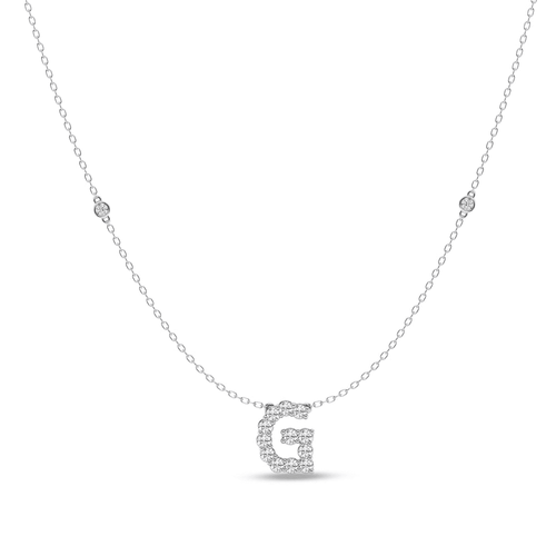 Brilliant Claw Initial G Slider Necklace with 0.40tw of Laboratory-Grown Diamonds in Mirage Sterling Silver and Platinum Pendants Bevilles 