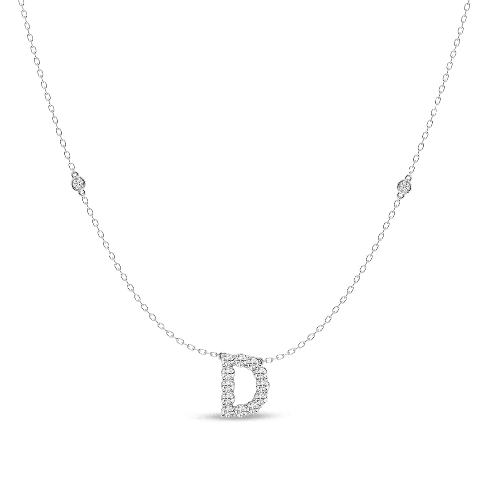 Brilliant Claw Initial D Slider Necklace with 0.40tw of Laboratory-Grown Diamonds in Mirage Sterling Silver and Platinum Pendants Bevilles 